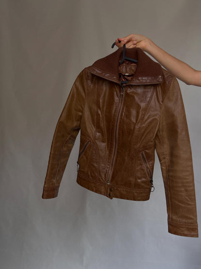 Vintage Brown Genuine Leather Women's Jacket — additional view 10