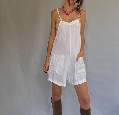 White sleeveless jumpsuit, US L, relaxed casual style