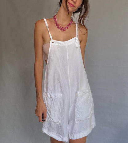 White sleeveless jumpsuit, US L, relaxed casual style