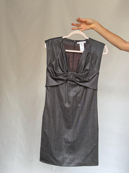 Charcoal Wool Fitted Dress for Evening Wear — additional view 6