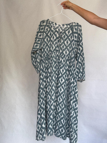 Bohemian Blue Ikat Cotton Dress — additional view 7
