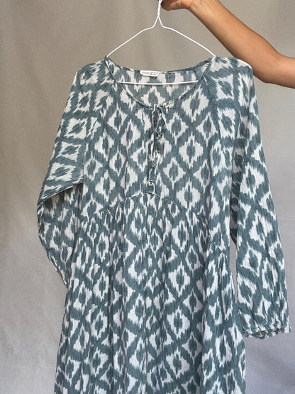 Bohemian Blue Ikat Cotton Dress — additional view 8