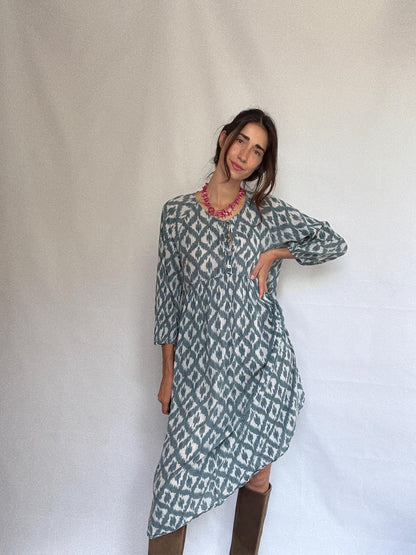 Bohemian Blue Ikat Cotton Dress — additional view 5