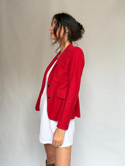 Red Minimalist Blazer for Professionals — back view