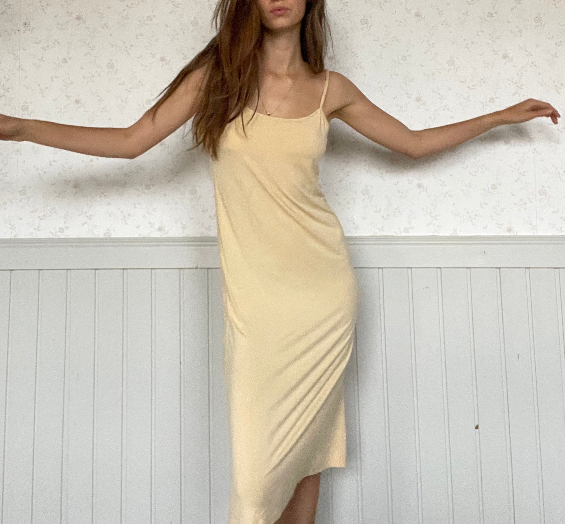 Super soft pastel nightie, yellow Italian nightgown, Cute nightgown, Summer dress, Minimalist sleepwear, Sustainable fashion, Size M dress