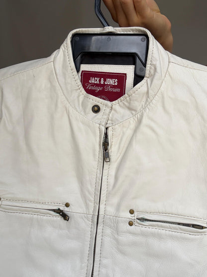 Minimalist White Goat Leather Jacket for Men — additional view 9