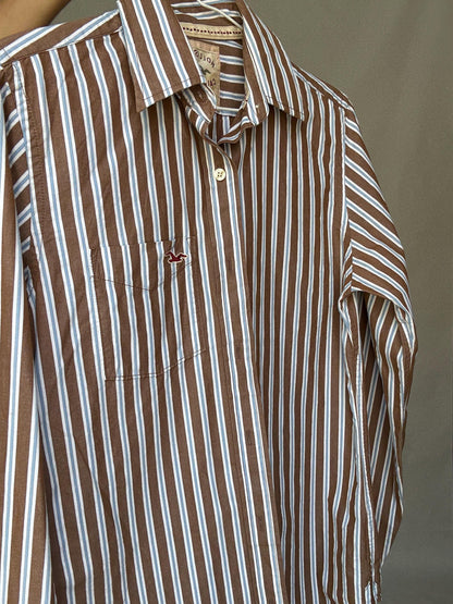 Striped Cotton Boyfriend Button-Up Shirt — additional view 8