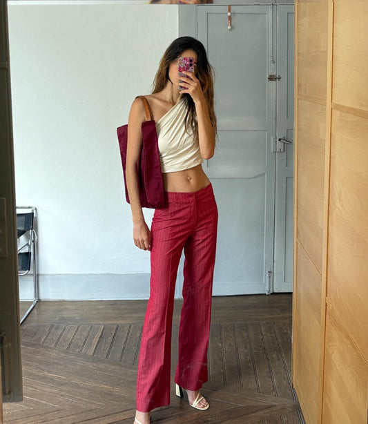 Vintage Rüdell foldable market tote, Y2K red shopper, Cute and cool school bag - Retro It - girl style baguette bag, Minimalist convertible