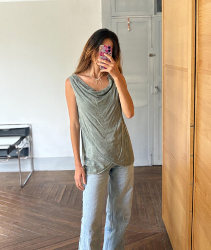 Italian Vintage Draped Camisole Top — detail
