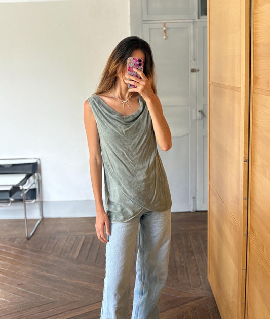 Italian Vintage Draped Camisole Top — detail