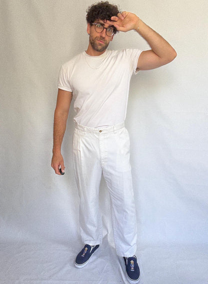 Burberry Cotton High-Waist White Pants
