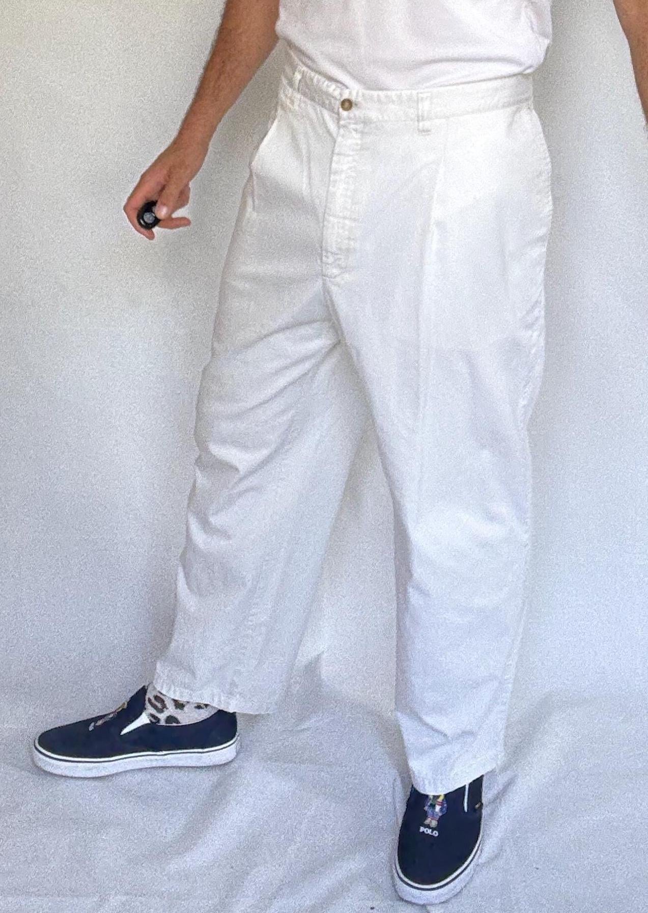 Burberry London white pants, cotton, relaxed straight leg, high waist, plaid lining detail, elegant Carolyn bessette, kennedy, 3XL (XXXL).