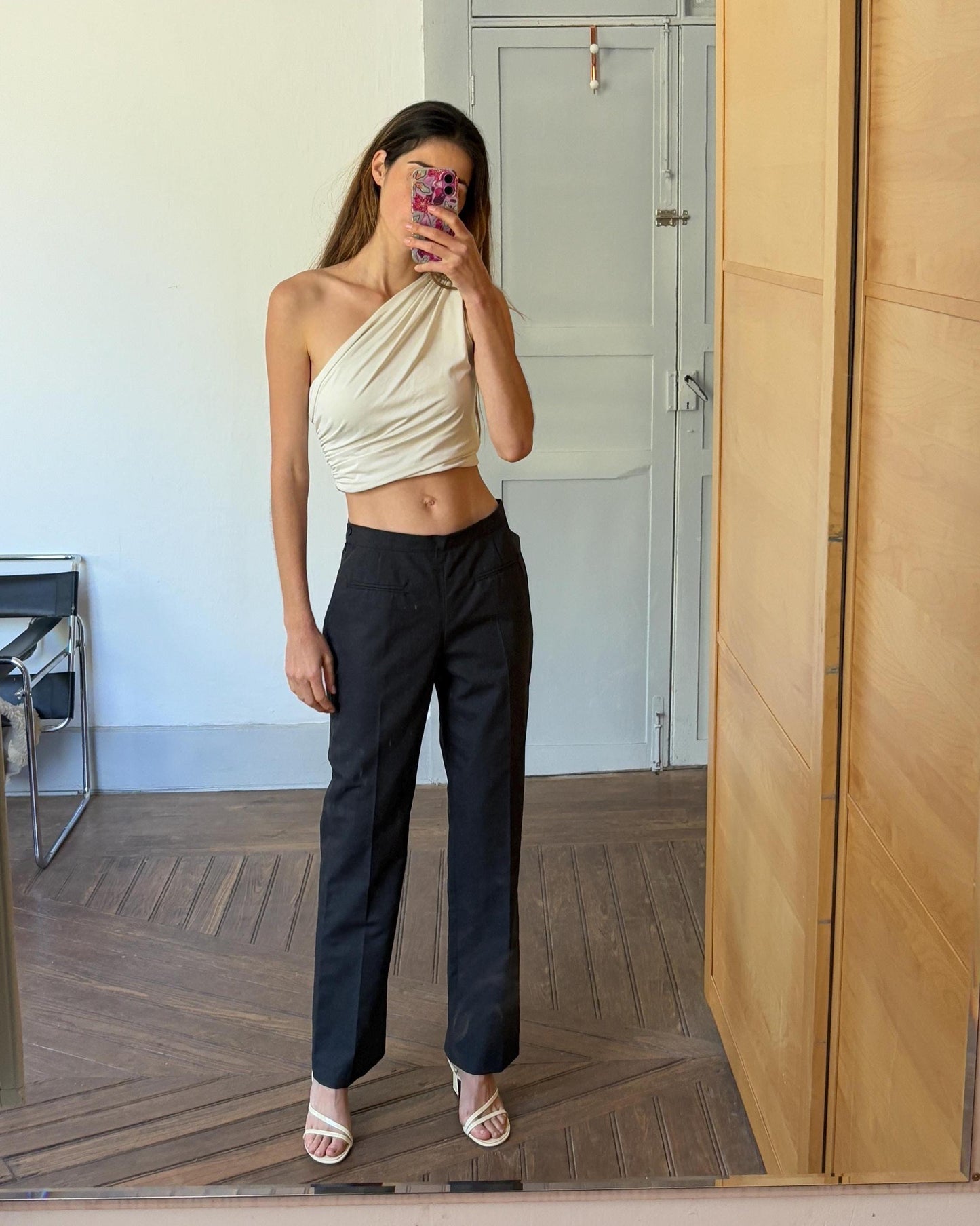 Vintage elegant Italian made wool black pants, Luxury formal pants, Italy designer trousers, Straight leg fit