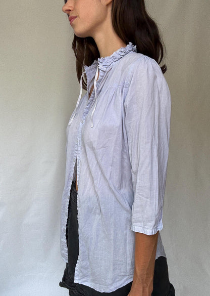 Light Blue Sheer Cotton Blouse — back view