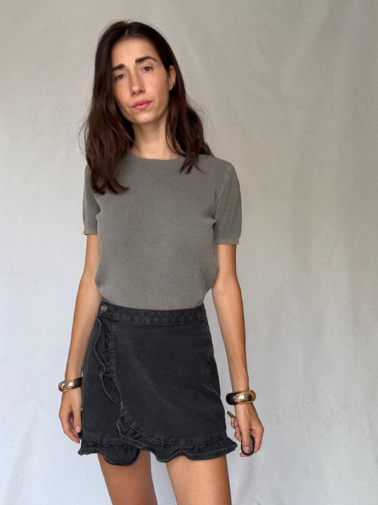 Dark Academia Extrafine Cotton Knit Tee — detail