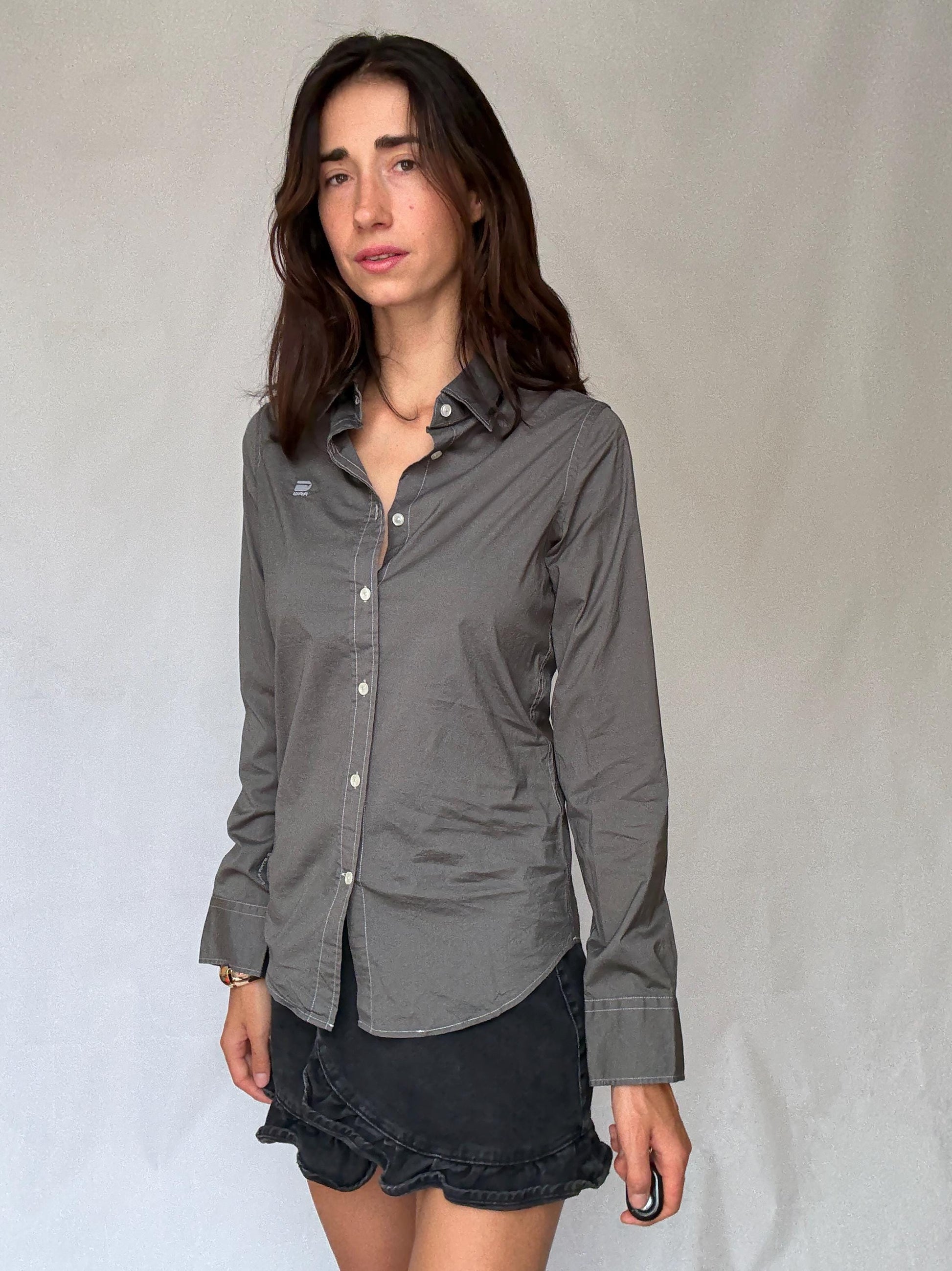 Men's G-Star Raw grey button-up shirt – unisex fit oxford shirt, Dutch designer clothing, European fashion find, Size S