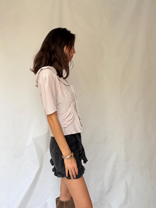 Pale Mauve Sailor Collar Blouse — detail