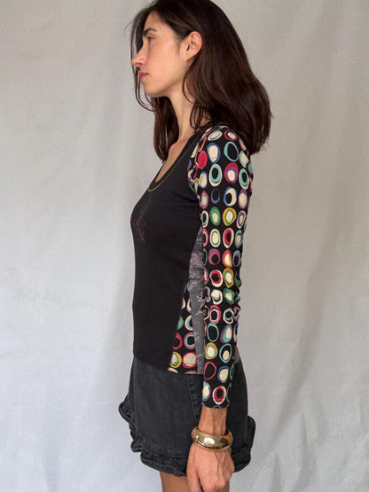 Desigual Cotton Blouse with Colorful Patterns — back view