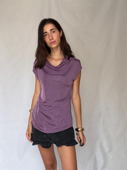 Purple Stretchy Soft Fabric Tee — detail