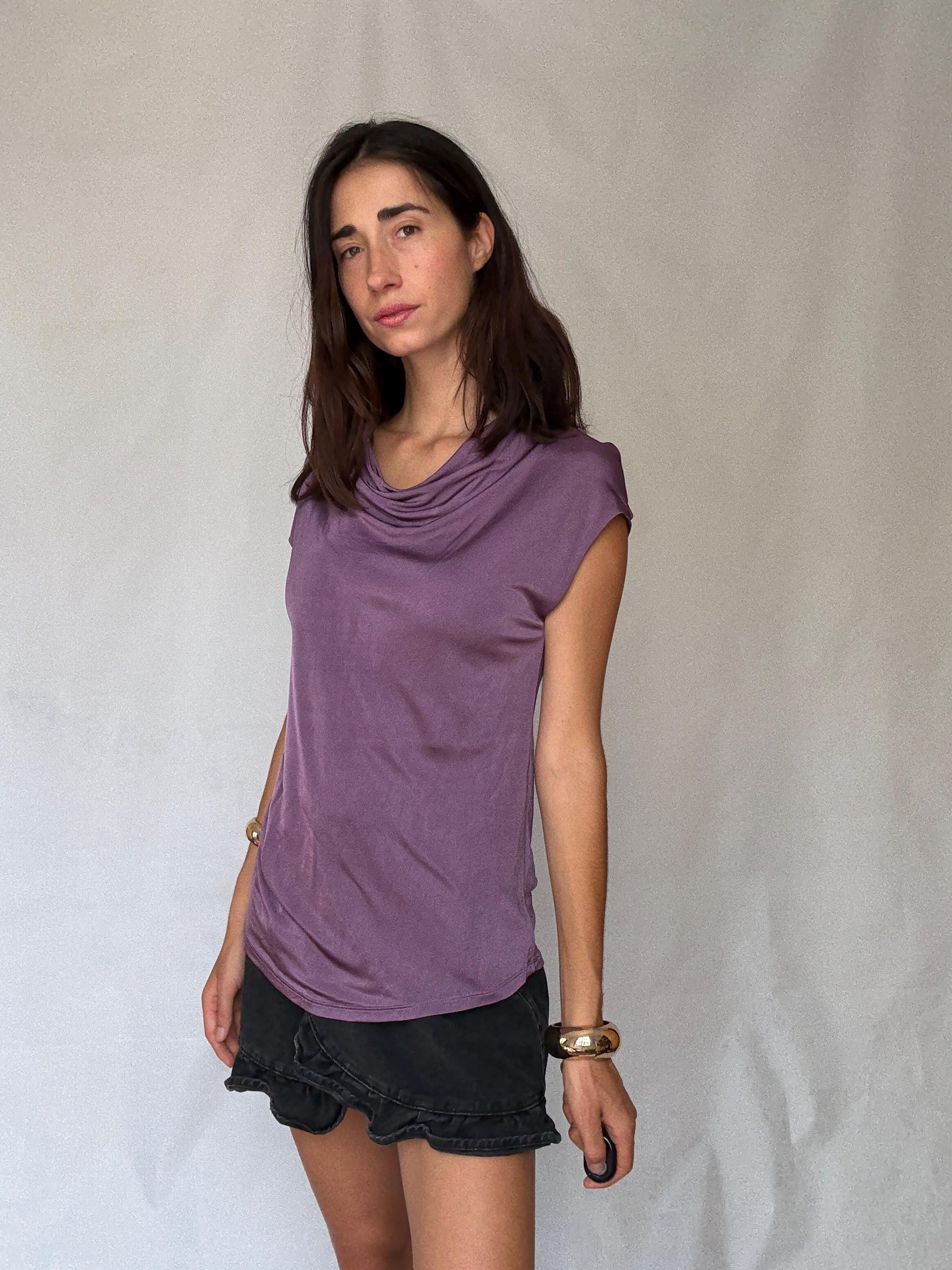 Elegant Massimo Dutti Stretchy Viscose Blouse L Purple Y2K Style Britney Spears Inspired, preppy style, soft fabric, casual look