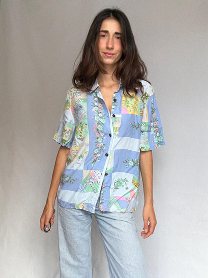 Vintage Patchwork Button-Up Shirt — additional view 7