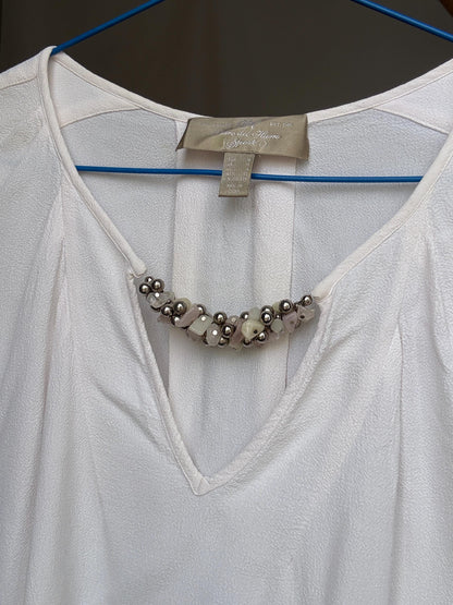 White Blouse With Beaded Neckline Detail — additional view 9
