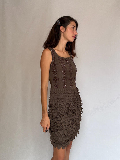 Vintage 90s Viscose Blend Evening Dress — back view