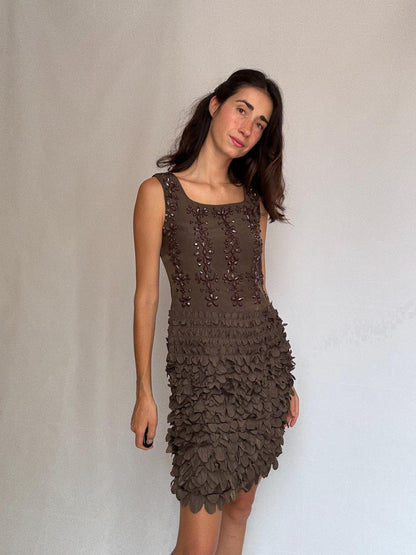 Vintage 90s Viscose Blend Evening Dress — fabric close-up