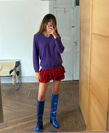 Vintage Purple Lambswool V-Neck Jumper