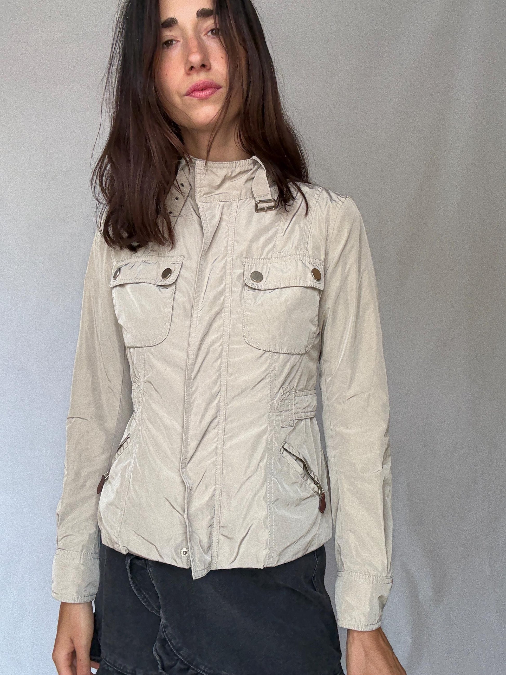 Elegant Beige Massimo Dutti Jacket with Four Pockets – Light Academic Style – Perfect for Layering US Women's Size S