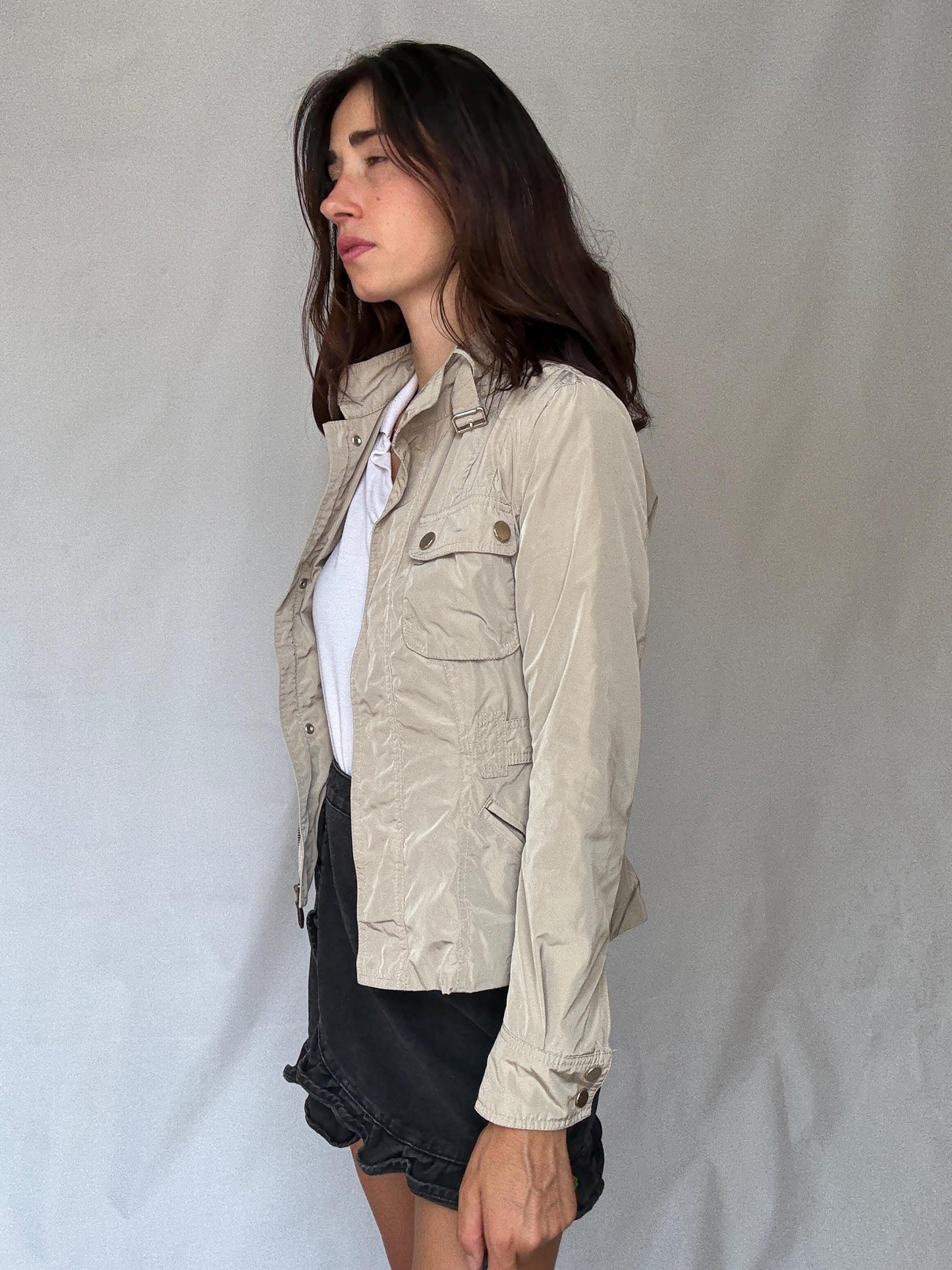 Elegant Beige Massimo Dutti Jacket with Four Pockets – Light Academic Style – Perfect for Layering US Women's Size S