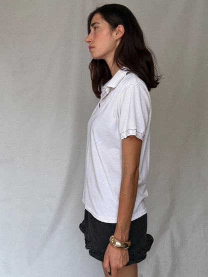 Vintage Lacoste Cotton Polo Shirt, 90s Style — fabric close-up