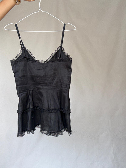 Luxurious Black Rami Preppy V-Neck Camisole — additional view 9