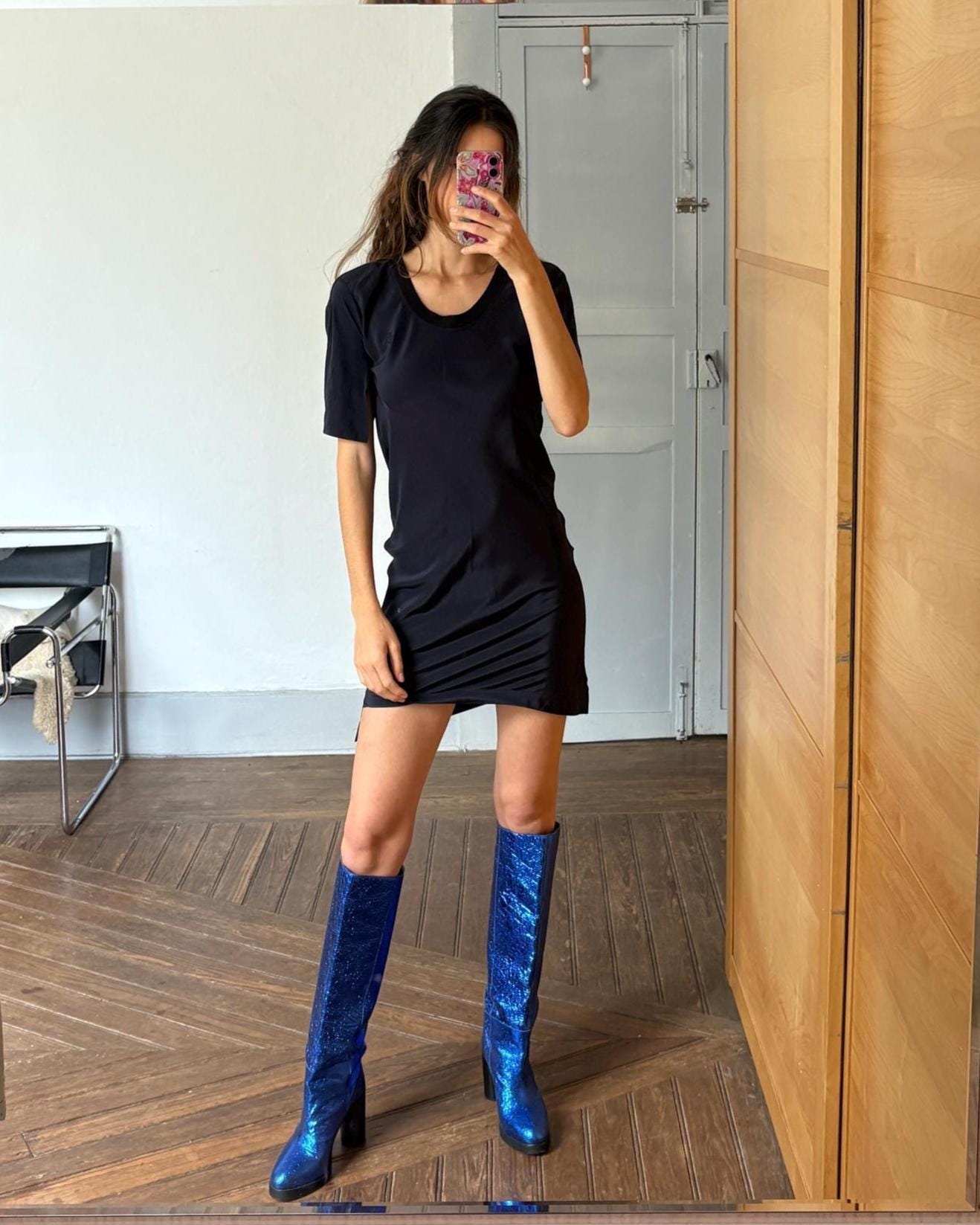 Sonia by Sonia Rykiel black mini dress - silk front cotton back new with tags -secondhand French designer chic outfit, Size S