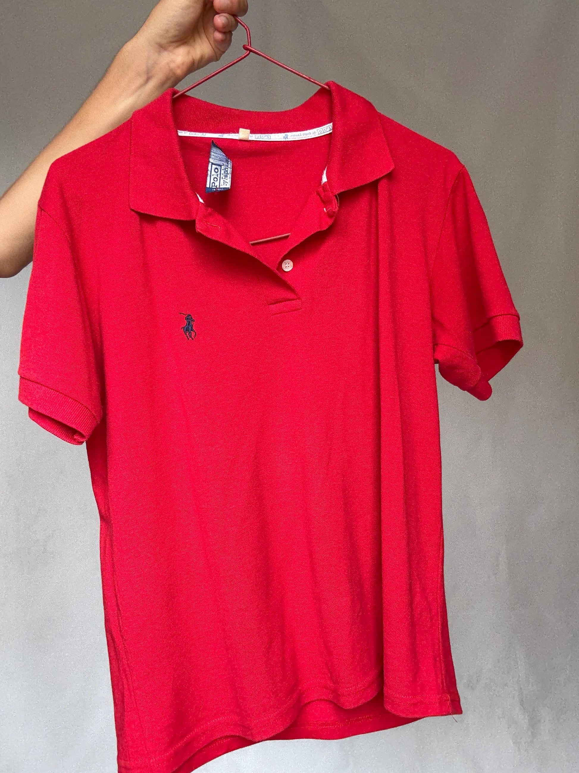 Vintage Polo Ralph Lauren Red Polo Shirt Men’s Y2K Streetwear Style Cotton Feel Size M Inspired by 90s Fashion
