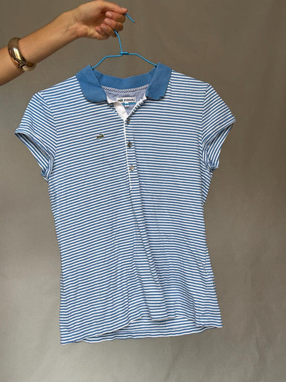 90s Blue Striped Lacoste Polo Shirt — additional view 8