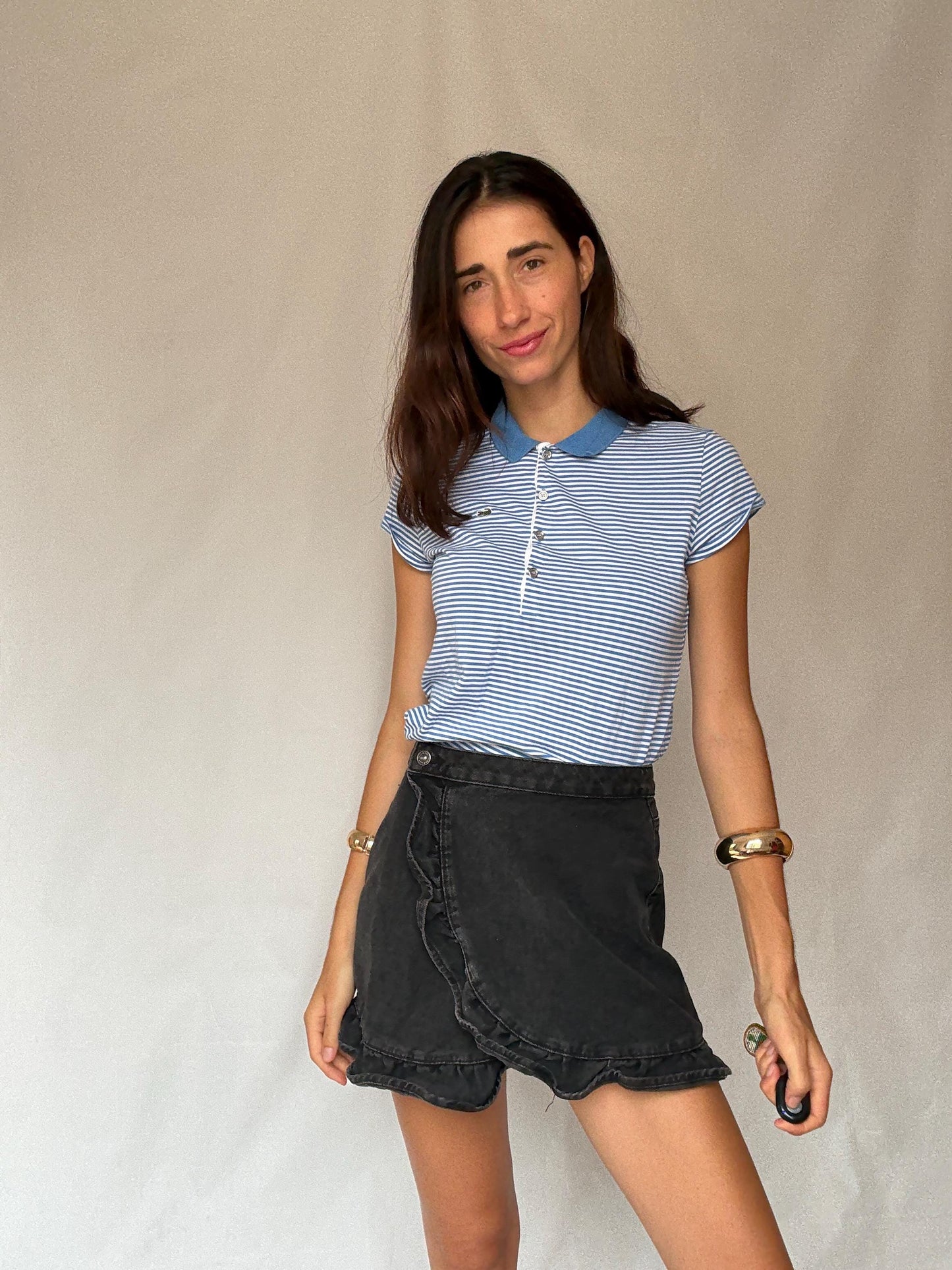 Retro 90s Blue Striped Lacoste Polo Shirt - US Size L - Casual Streetwear Style, Perfect for Vintage Aesthetic Enthusiasts