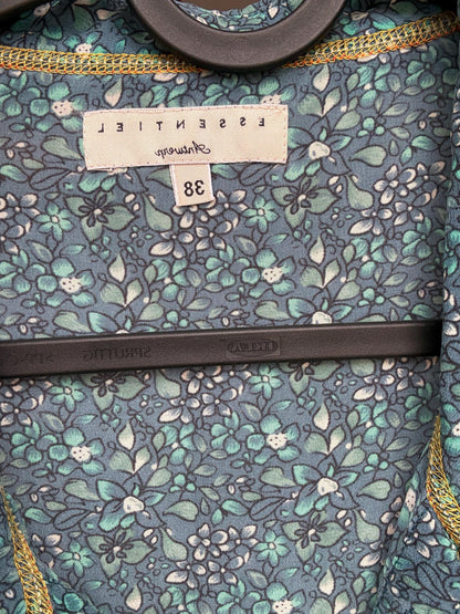 Silk Floral Mini Dress in Blue — additional view 9