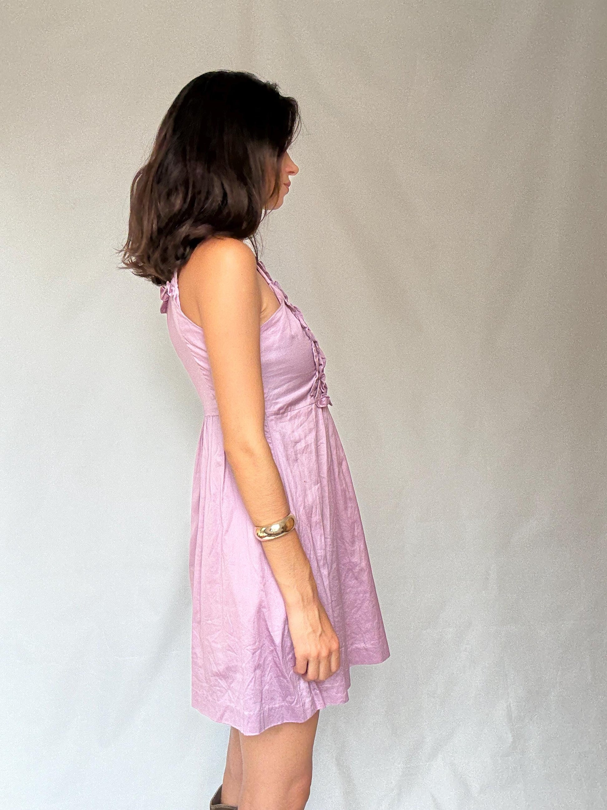 Gorgeous pink ruffle front mini dress, Spanish designer label Hoss Intropia summer outfit, Chic pastel pink wedding guest dress, size 38