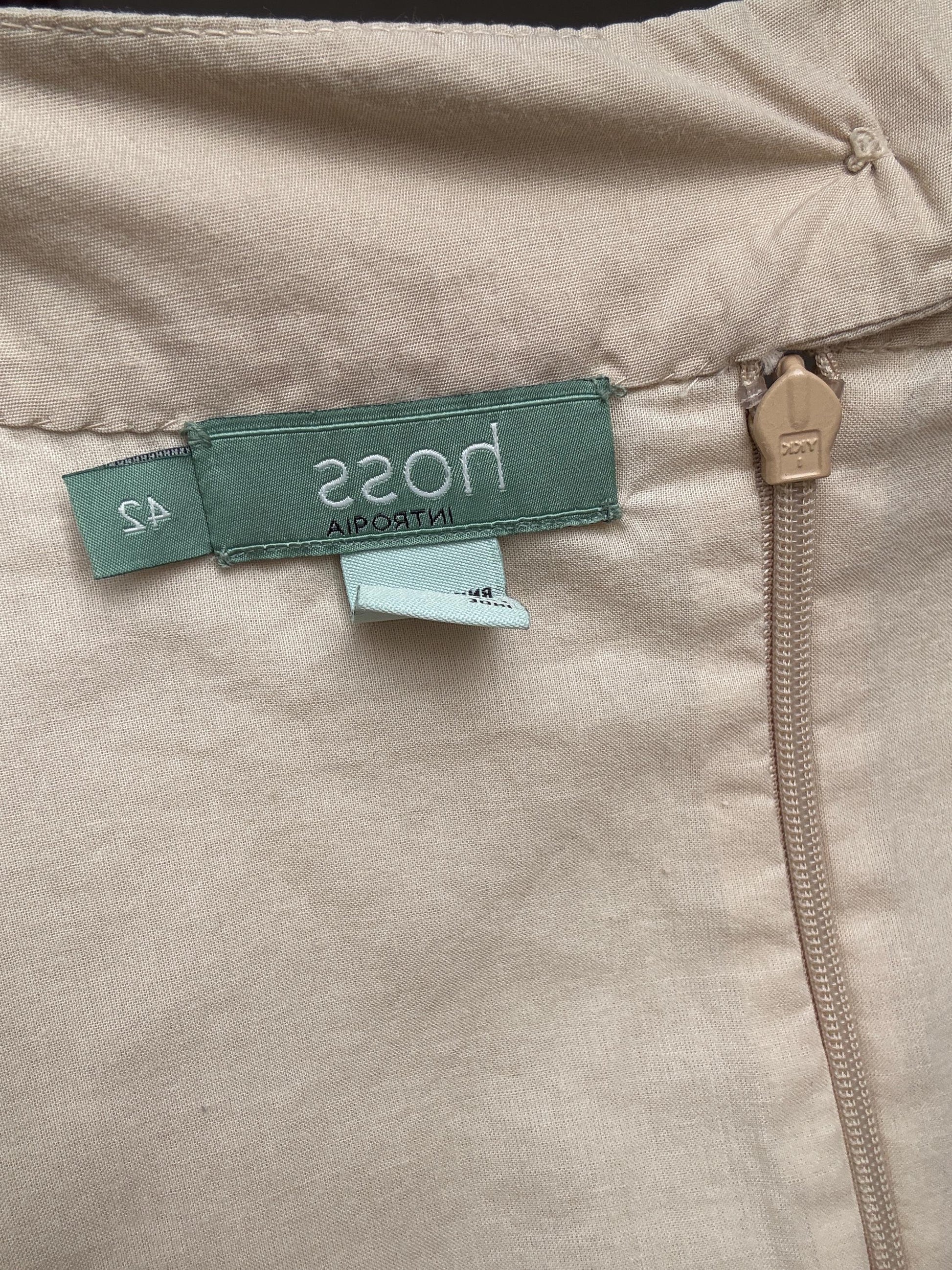 Simple and playful short woman dress, Beige Hoss Intropia beige cotton-silk summer mini dress – size 42 -M - L