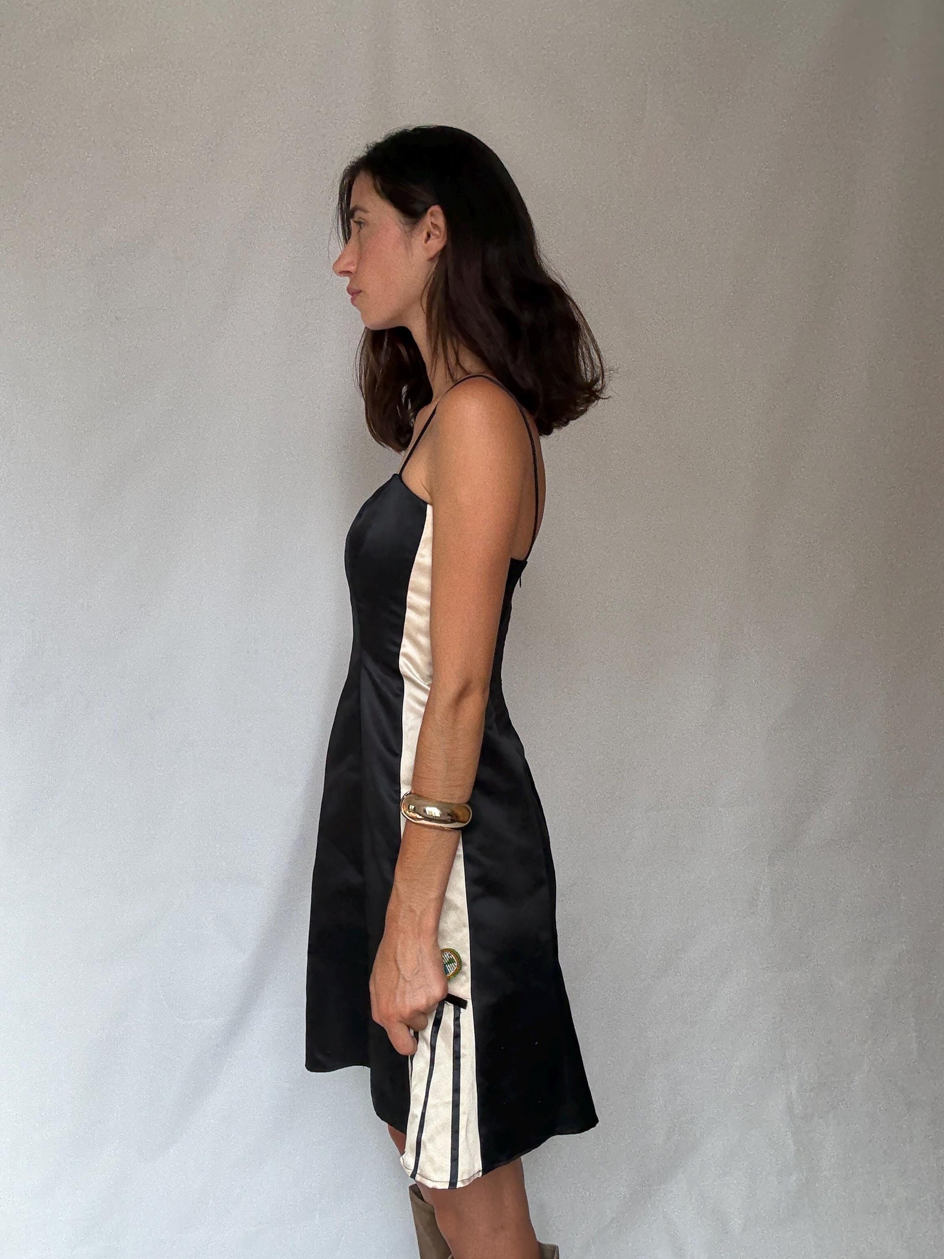 Vintage Dave & Johnny by Laura Ryner black and white slip dress – Luxury short evening dress, cute mini outfit, size 6 - S, made in USA