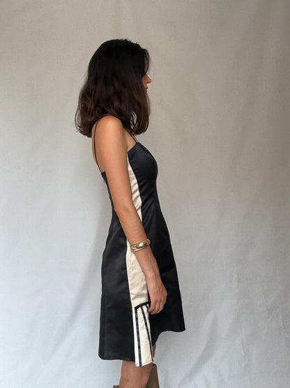 Vintage Black and White Slip Dress — detail