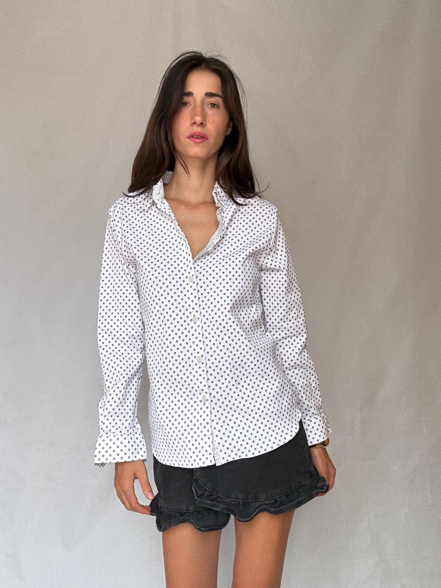 Ted Baker London men’s patterned button-up shirt – size 5 - XL, White and blue floral print oxford shirt, Luxury British designer fashion