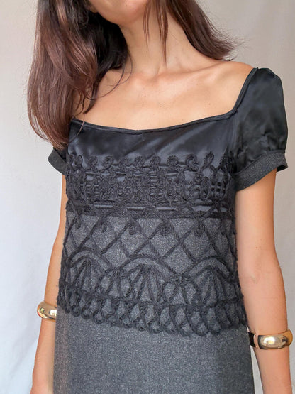 Luxe sashmere wool blend Philosophy di Alberta Ferretti black dress – Italian designer size I44 / US8