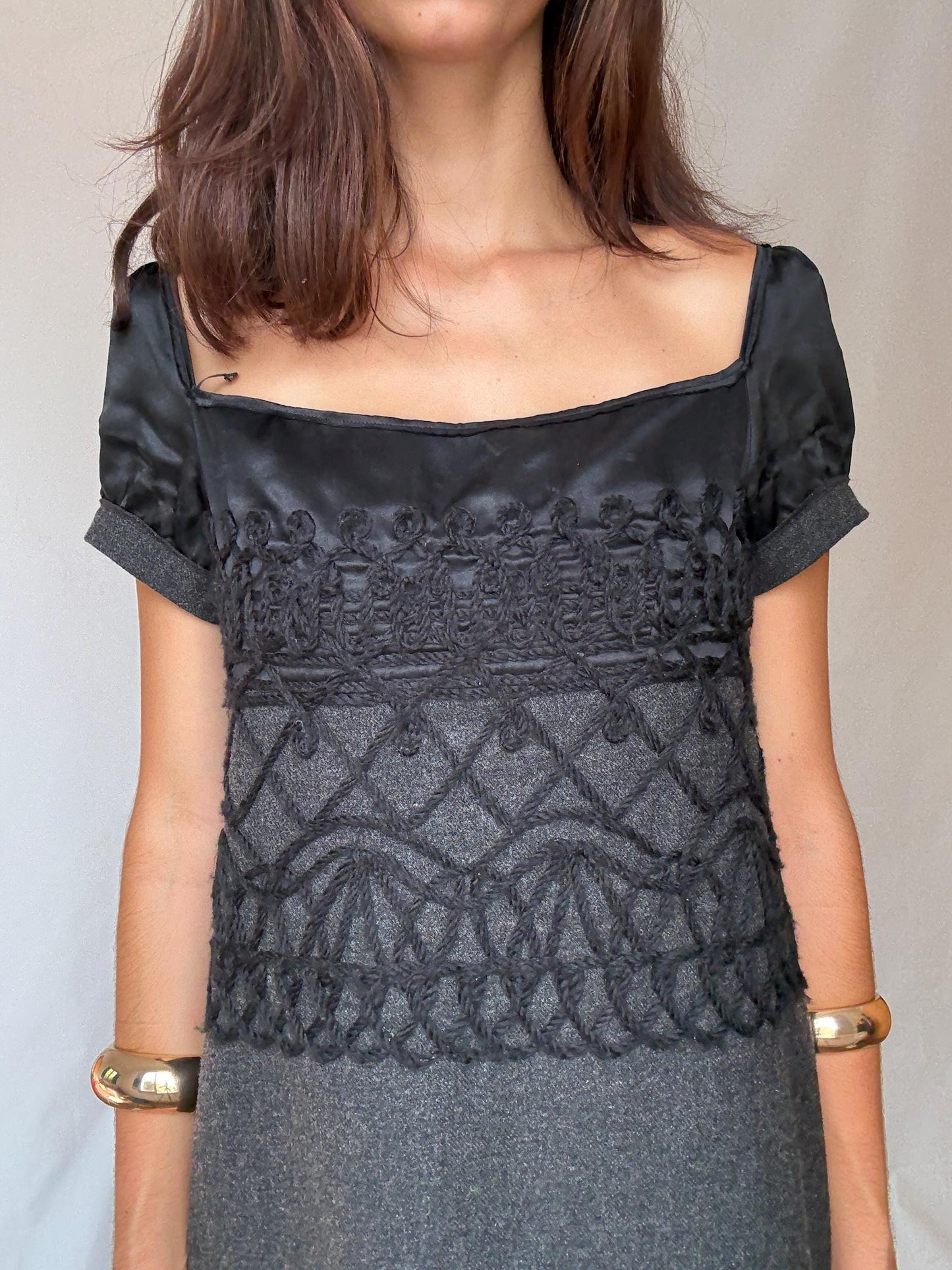 Philosophy di Alberta Ferretti black dress – Italian designer size I44 / US8 – cashmere wool blend evening dress