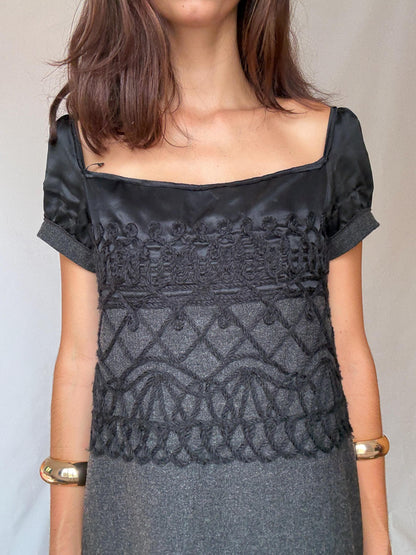 Luxe sashmere wool blend Philosophy di Alberta Ferretti black dress – Italian designer size I44 / US8