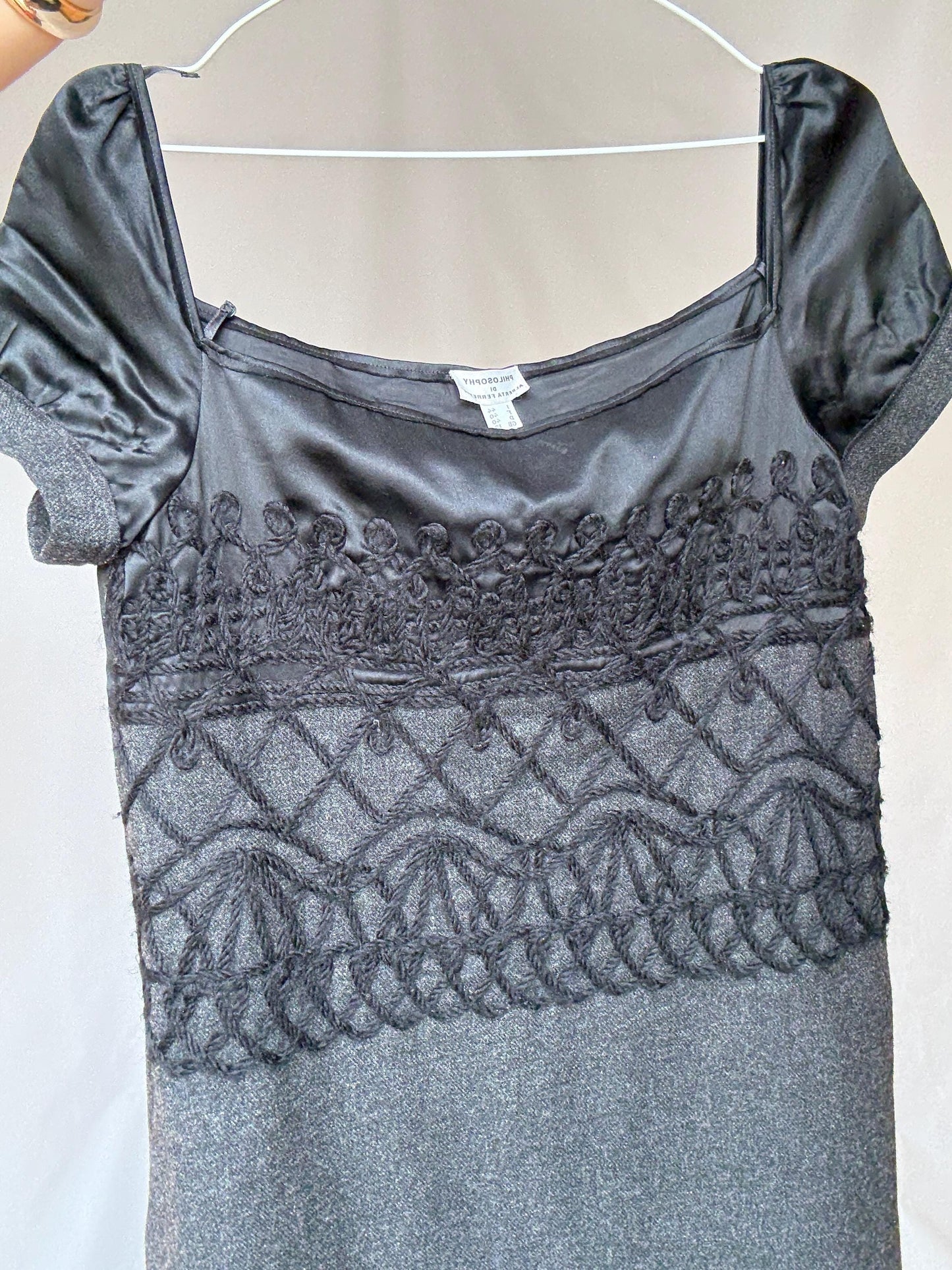 Philosophy di Alberta Ferretti black dress – Italian designer size I44 / US8 – cashmere wool blend evening dress