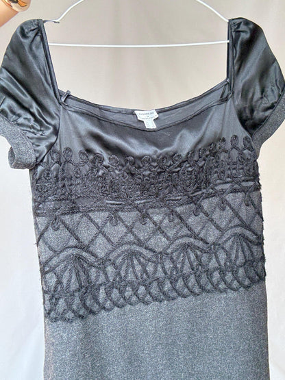 Luxe sashmere wool blend Philosophy di Alberta Ferretti black dress – Italian designer size I44 / US8