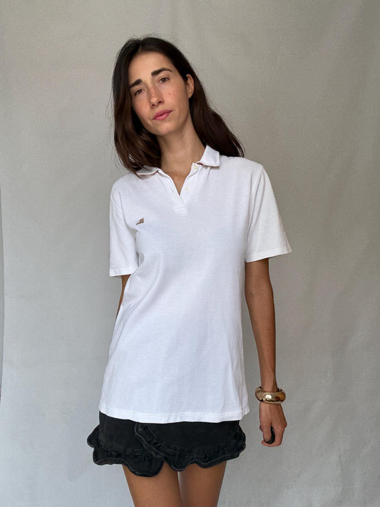 Classic White Polo Shirt for Women with Iconic Burberry Vibes | Oversized Chic | Perfect for Preppy Style Inspired by Olivia Palermo