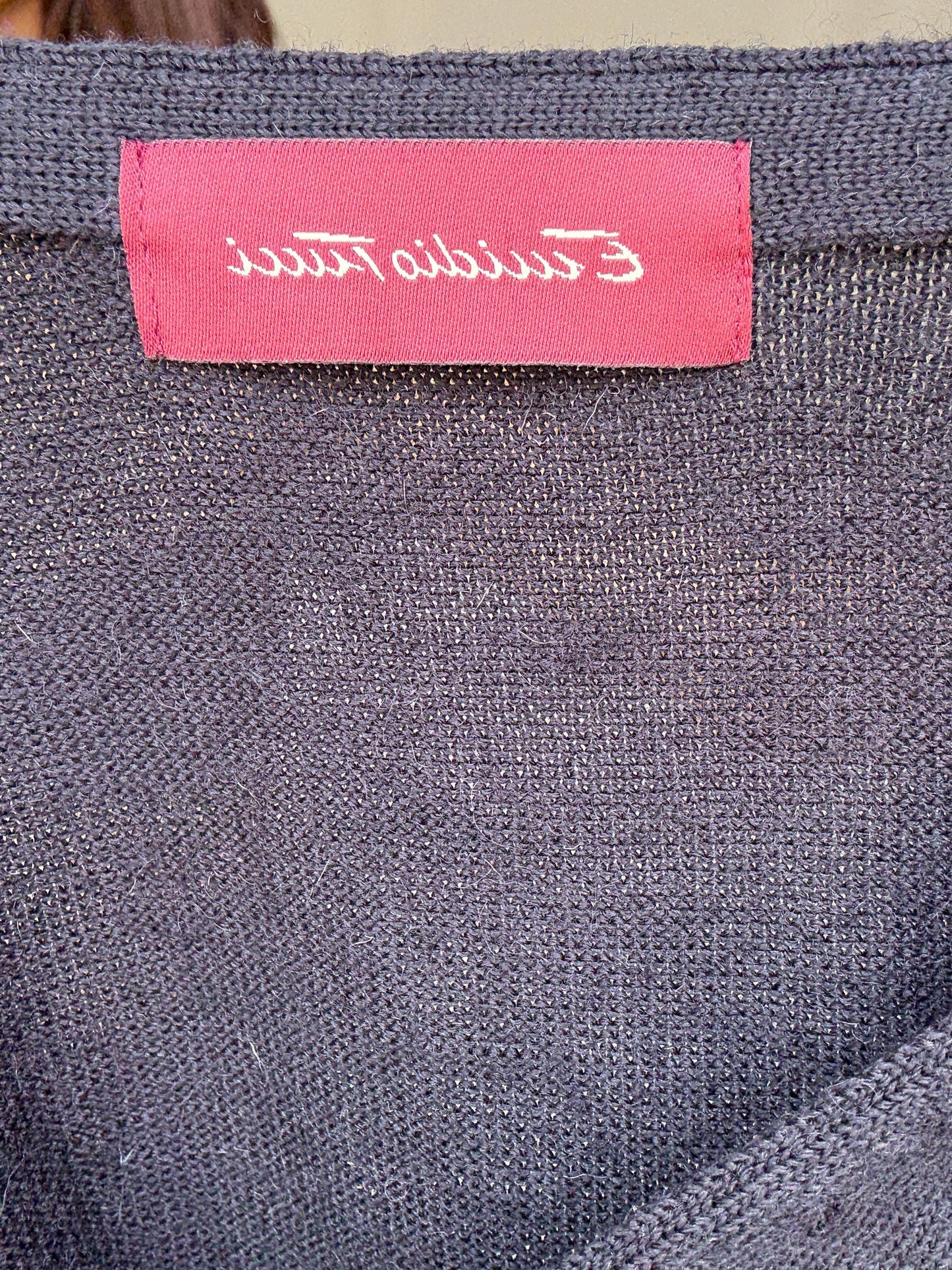 Vintage Emidio Tucci navy cardigan vest – oversized boyfriend fit – wool blend – made in Spain